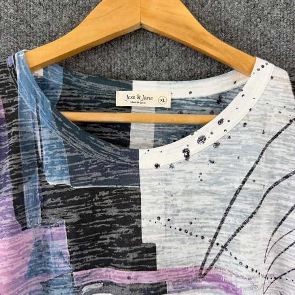 Jess & Jane Womens Abstract Print Burnout Tunic Top Size XL Art To Wear - Picture 5 of 9